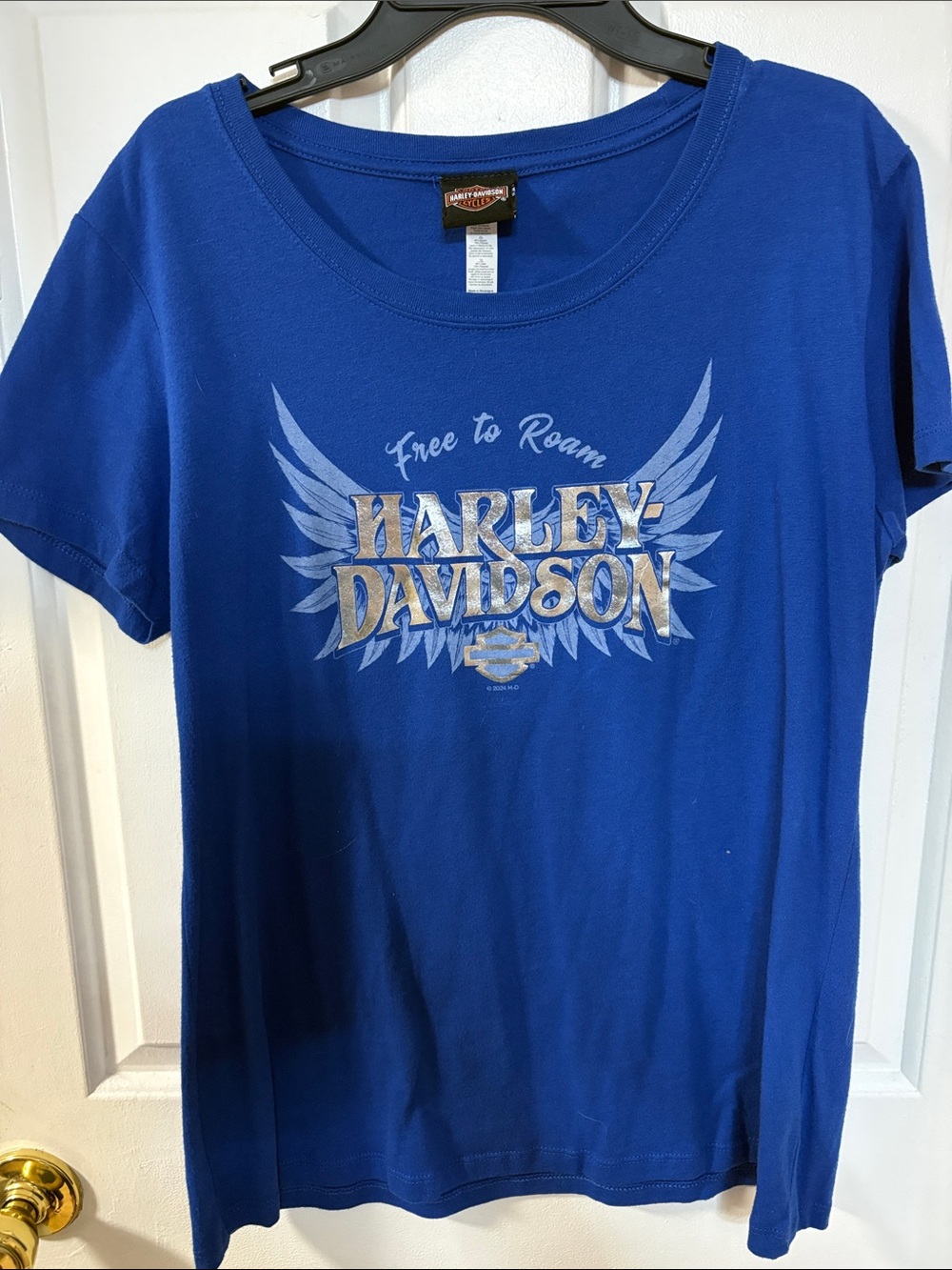 Harley-Davidson Blue Graphic Tee with Winged Logo